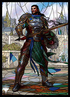 プレイヤーズカードスリーブ『灯争大戦』ステンドグラス《黒き剣のギデオン》MTGS-116